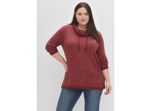 4063136507580 - Große Größen Pullover mit weitem Kragen in melierter Optik weinrot Gr40 42