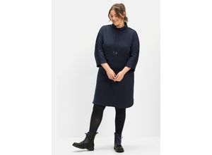 4063136544738 - Große Größen Sweatkleid mit Streifentape an Arm und Schulter nachtblau Gr40