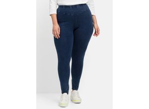 4063136546572 - Große Größen Leggings in Denimoptik mit breiter Passe dark blue Denim Gr50