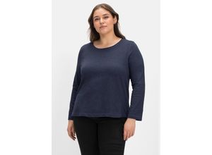 4063136546626 - Große Größen Langarmshirt aus Jersey in melierter Optik nachtblau Gr40 42