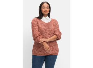 4063136547005 - Große Größen Melierter Pullover mit Kabelstrickmuster rostrot Gr56 58 4063136547005 - Große Größen Melierter Pullover mit Kabelstrickmuster rostrot Gr56 58