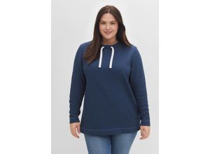 4063136547883 - Große Größen Sweatshirt mit Tunnelzug aus Waffelpiqué indigo meliert Gr44 46