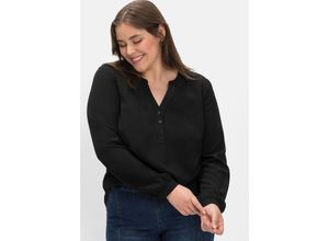 4063136548125 - Große Größen Tunika mit V-Ausschnitt und kurzer Knopfleiste schwarz Gr40