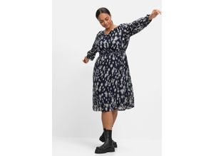 4063136548927 - Große Größen Chiffonkleid mit Alloverdruck und V-Ausschnitt nachtblau bedruckt Gr40 4063136548927 - Große Größen Chiffonkleid mit Alloverdruck und V-Ausschnitt nachtblau bedruckt Gr40