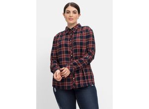 4063136549153 - Große Größen Hemdbluse mit Knopfleiste aus Viskose nachtblau kariert Gr46