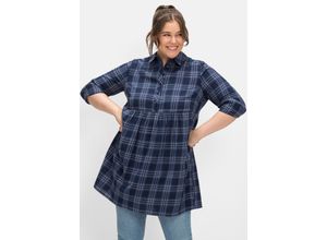 4063136550777 - Große Größen Kariertes Blusenkleid im Hängerchen-Stil nachtblau kariert Gr46