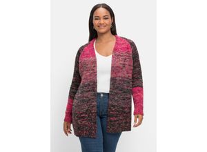 4063136551378 - Große Größen Longstrickjacke in Multicolour und offener Form mehrfarbig Gr40 42