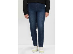 4063136551675 - Große Größen Schmale Jeans mit Gummibund und Teilungsnähten dark blue Denim Gr40