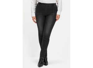 4063136551873 - Große Größen Schmale Jeans mit Gummibund und Teilungsnähten black Denim Gr40