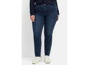 4063136551972 - Große Größen Schmale Jeans mit Zierösen in Five-Pocket-Form dark blue Denim Gr40