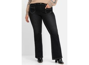 4063136553525 - Große Größen Bootcut-Jeans in High-Heel-Länge mit Kontrastnähten black Denim Gr44