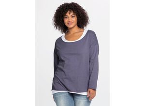 4063136559190 - Große Größen Langarmshirt im Layeringlook mit Rollkanten indigo Gr46