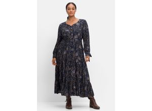 4063136560011 - Große Größen Maxikleid mit floralem Alloverdruck nachtblau bedruckt Gr44