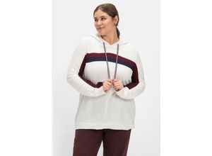 4063136568611 - Große Größen Pullover mit Kapuze und Intarsien-Streifen weiß Gr40 42