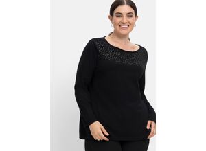 4063136569113 - Große Größen Pullover mit Pailletten weiche Strickqualität schwarz Gr40 42