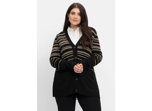 4063136569410 - Große Größen Strickjacke mit Kaschmiranteil und Taschen schwarz Gr40 42