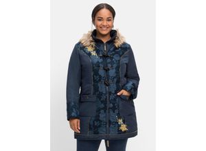 4063136570560 - Große Größen Outdoorjacke mit Kapuze und femininen Details nachtblau Gr40