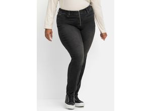 4063136571994 - Große Größen Skinny Jeans in Schlupfform mit Reißverschluss black Denim Gr46