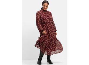 4063136572526 - Große Größen Chiffonkleid in Maxilänge mit Paisleydruck rostrot bedruckt Gr42