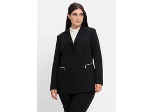 4063136579235 - Große Größen Blazer mit Reißverschluss-Taschen schwarz Gr42