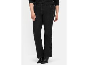 4063136590711 - Große Größen Bootcut-Jeans mit Nieten seitlich in High-Heel-Länge black Denim Gr50