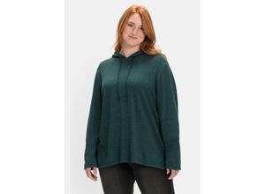 4063136591275 - Große Größen Pullover mit zweifarbiger Kapuze tiefgrün Gr44 46