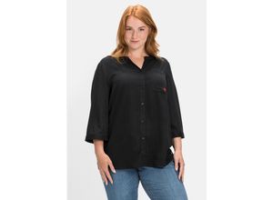 4063136608225 - Große Größen 3 4-Arm-Bluse mit V-Ausschnitt aus Viskose-Twill schwarz Gr40