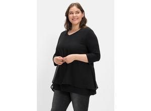 4063136611898 - Große Größen Blusenshirt mit Chiffon doppellagig schwarz Gr40 42