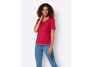 4063136617456 - Große Größen Shirt mit Streifendetails und Bindeband rot Gr40