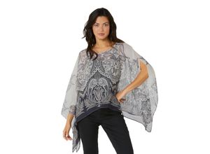 4063136618972 - Große Größen Tunika im Poncho-Stil mit Zipfelsaum aus reiner Seide sand bedruckt Gr1