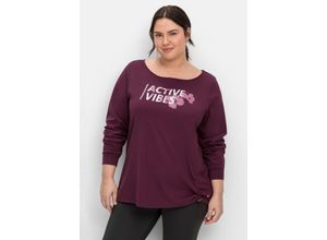 4063136634057 - Große Größen Funktionsshirt mit Frontprint aubergine Gr44 46