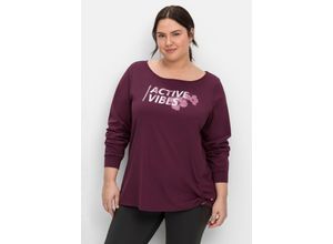 4063136634095 - Große Größen Funktionsshirt mit Frontprint aubergine Gr60 62