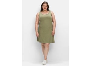 4063136636723 - Große Größen Kleid in A-Linie mit breiten Trägern hellkhaki Gr46
