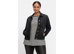 4063136637973 - Große Größen Jeansjacke in leicht taillierter und verkürzter Form black used Denim Gr42