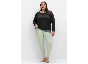 4063136640485 - Große Größen Doppelpack Relax-Leggings in Knöchellänge mint+anthrazit Gr42