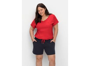 4063136645053 - Große Größen Relaxshorts mit Kontrastdetails aus weichem Interlock marine Gr56