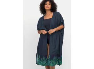 4063136651184 - Große Größen Strand-Kaftan mit Bordürendruck marine Gr1