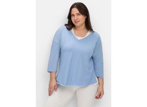 4063136655953 - Große Größen Set aus Oversized-Shirt und Tanktop blau Gr40