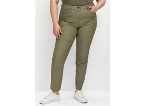 4063136656295 - Große Größen Schmale Hose im Coloured-Denim-Look khaki Gr44