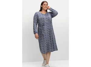 4063136658107 - Große Größen Jerseykleid mit Streifendruck in Midilänge indigo gemustert Gr40