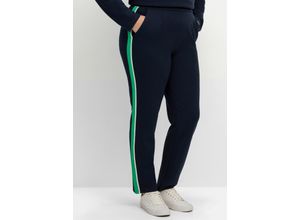 4063136666010 - Große Größen Jerseyhose mit zweifarbigem Galonstreifen nachtblau Gr42