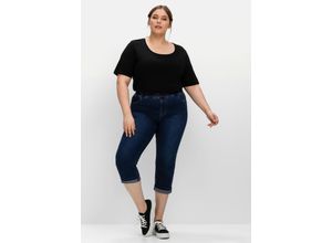 4063136666294 - Große Größen Schmale Caprijeans mit Saumumschlag dark blue Denim Gr58