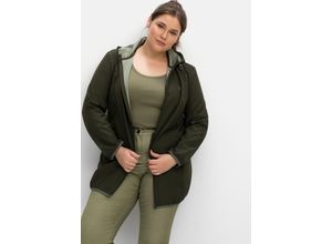 4063136667376 - Große Größen Softshelljacke mit Kapuze und Kontrastdetails dunkeloliv Gr60