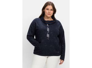 4063136667451 - Große Größen Sweatshirt mit Minimalprint in Struktur-Qualität nachtblau-weiß Gr48 50