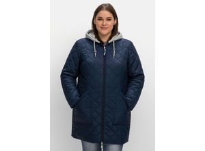 4063136681686 - Große Größen Steppjacke mit Jerseykapuze und 2-Wege-Zipper nachtblau Gr40