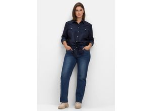 4063136682447 - Große Größen Gerade Jeans in Curvy-Schnitt PIA mit Galonstreifen blue Denim Gr40