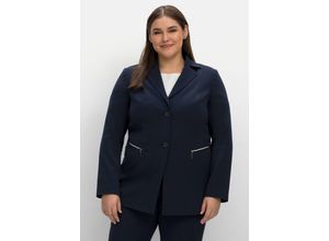 4063136695836 - Große Größen Blazer mit Reißverschluss-Taschen nachtblau Gr40