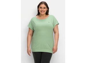 4063136724772 - Große Größen Relaxshirt mit Bruststickerei und Saumbündchen mint Gr60 62