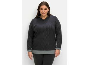 4063136724789 - Große Größen Relax-Sweatshirt mit Kapuze in Double-Face-Optik anthrazit Gr40 42