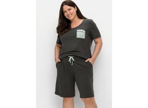 4063136726189 - Große Größen Schlafanzug mit Shirt und kurzer Hose anthrazit meliert Gr56 58